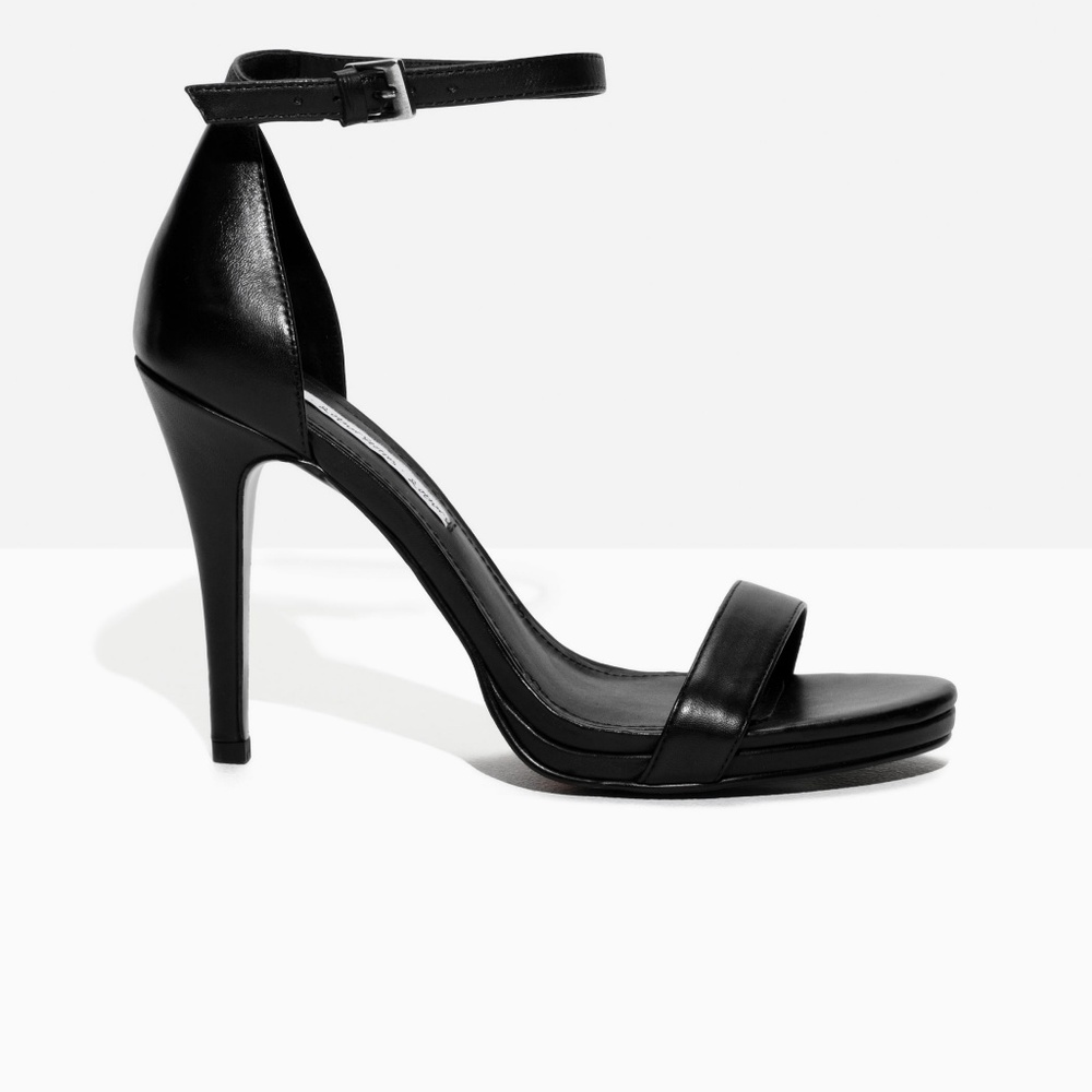 & Other Stories Two Strap Leather Heeled Sandals